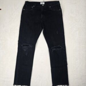 AGOLDE Jeans Womens 33 Black Cherie High Rise Straight Raw Hem Made USA A084-988